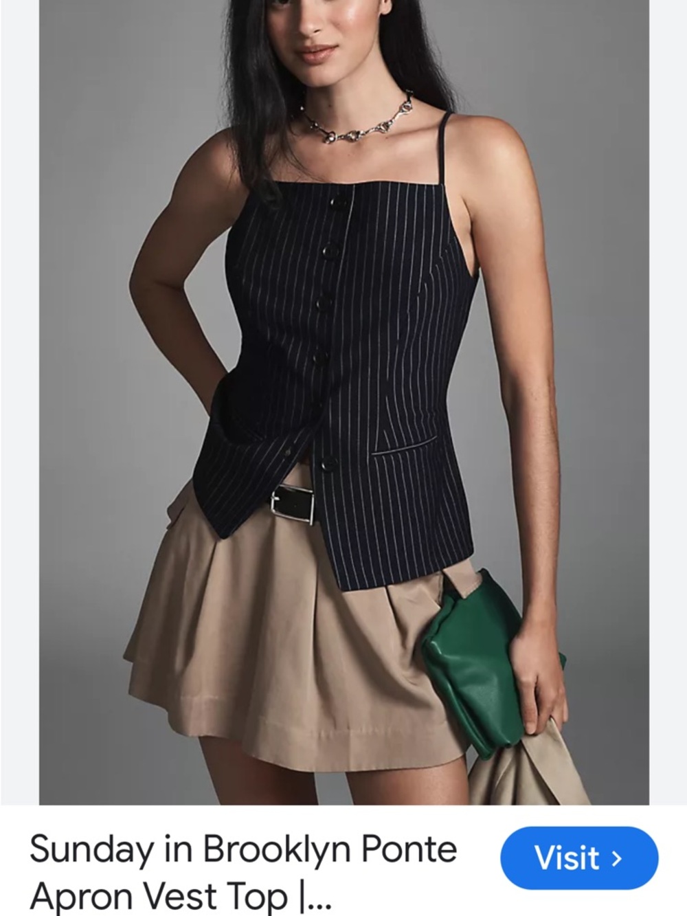 Sunday in Brooklyn Navy Pinstripe Vest Top